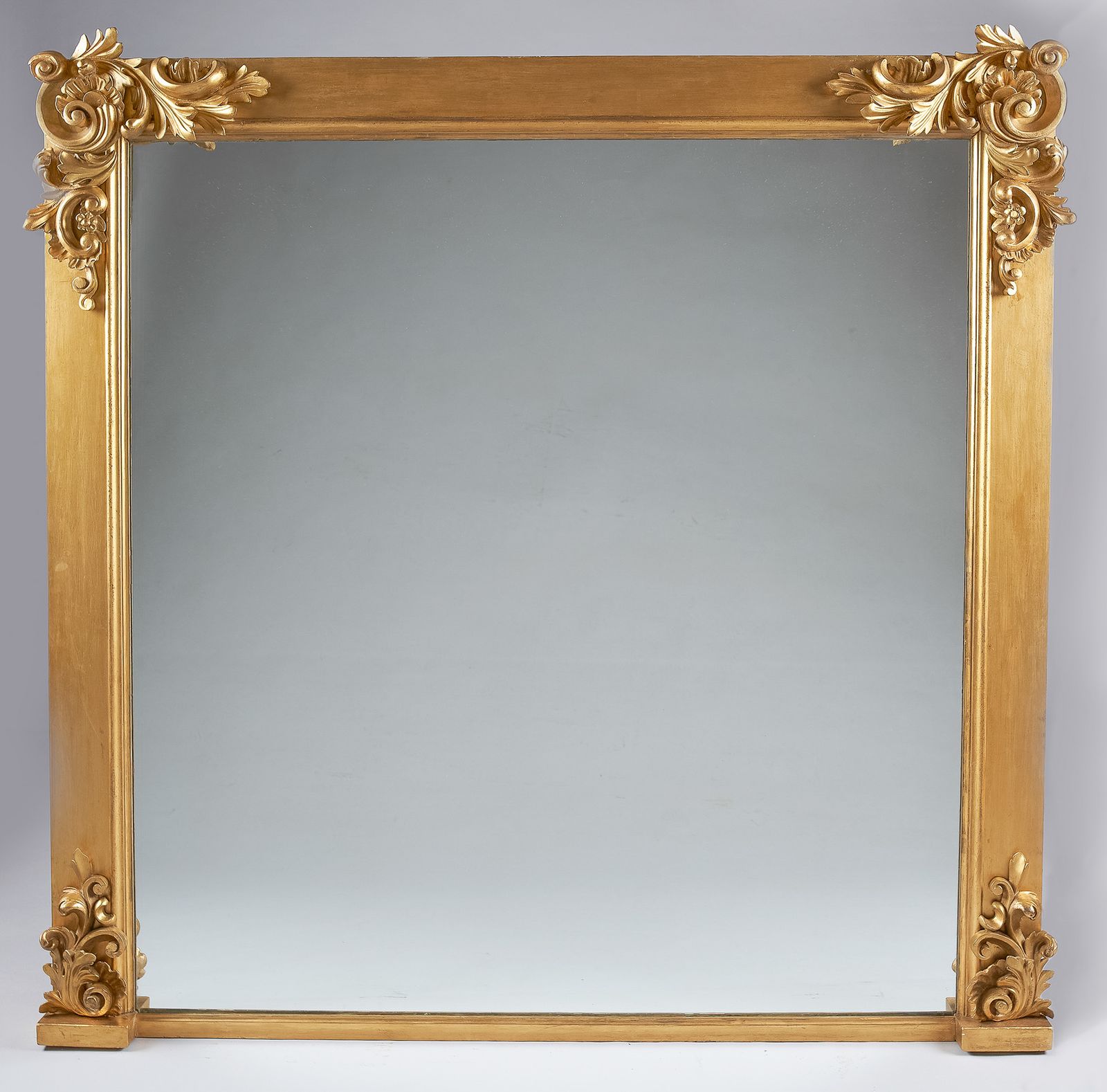 Large 19th Century English Victorian Carved Giltwood Overmantle Mirror