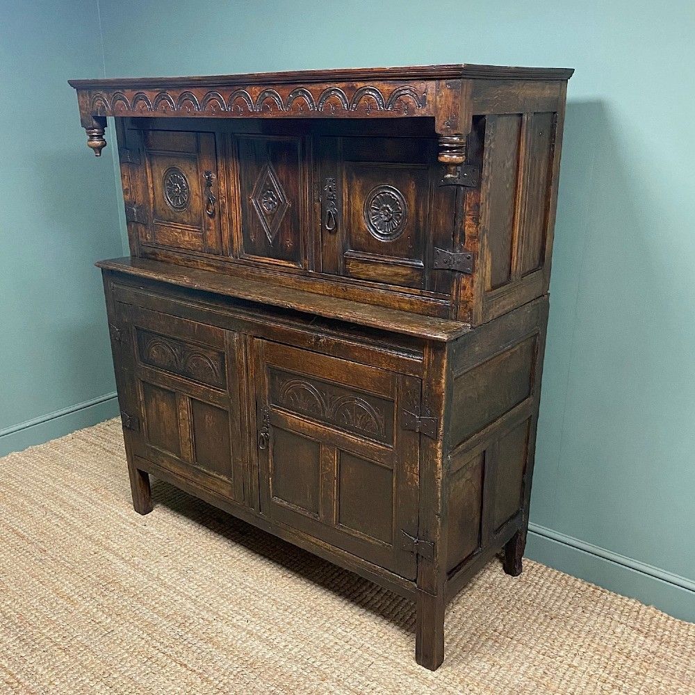 17th Century Period Oak Antique Court Cupboard photo for sale