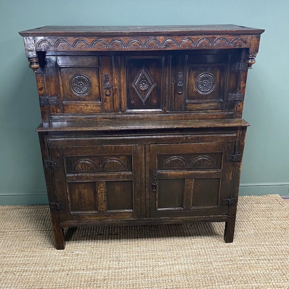 17th Century Period Oak Antique Court Cupboard photo Furniture