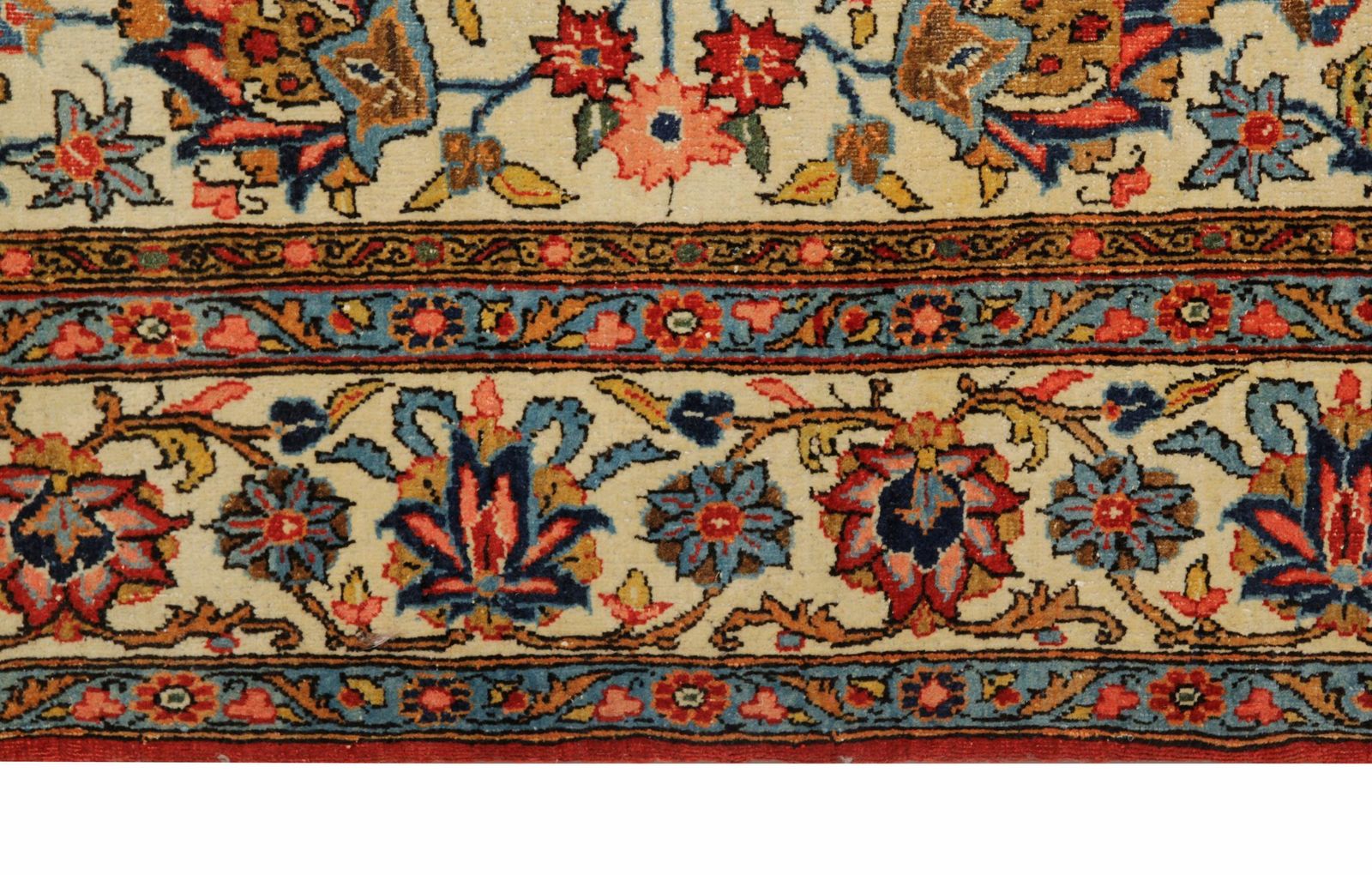 Antique Oriental Area Rug Traditional Floral Cream Wool Carpet 211x130cm photo for sale
