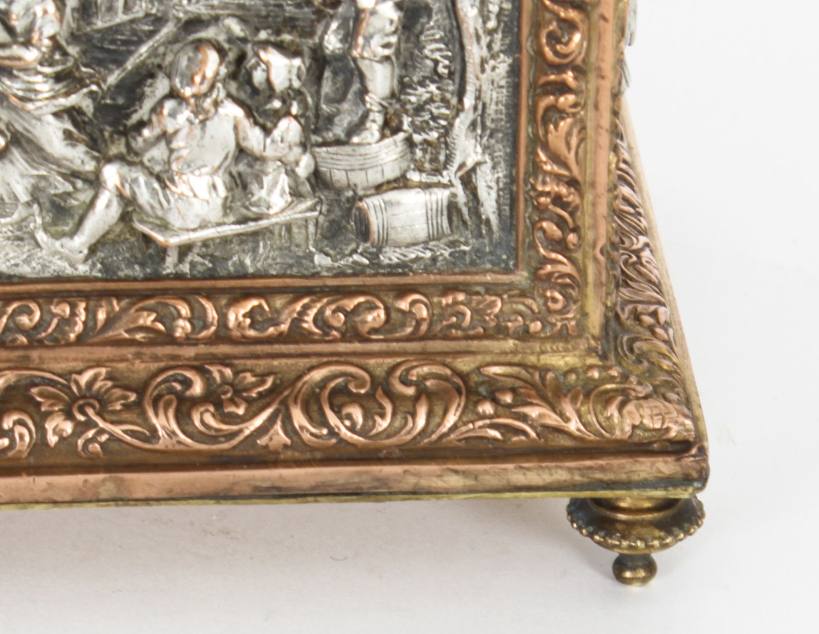 photo vinterior Antique French Silvered & Gilt Jewellery Casket Box  Ab Paris 19th C