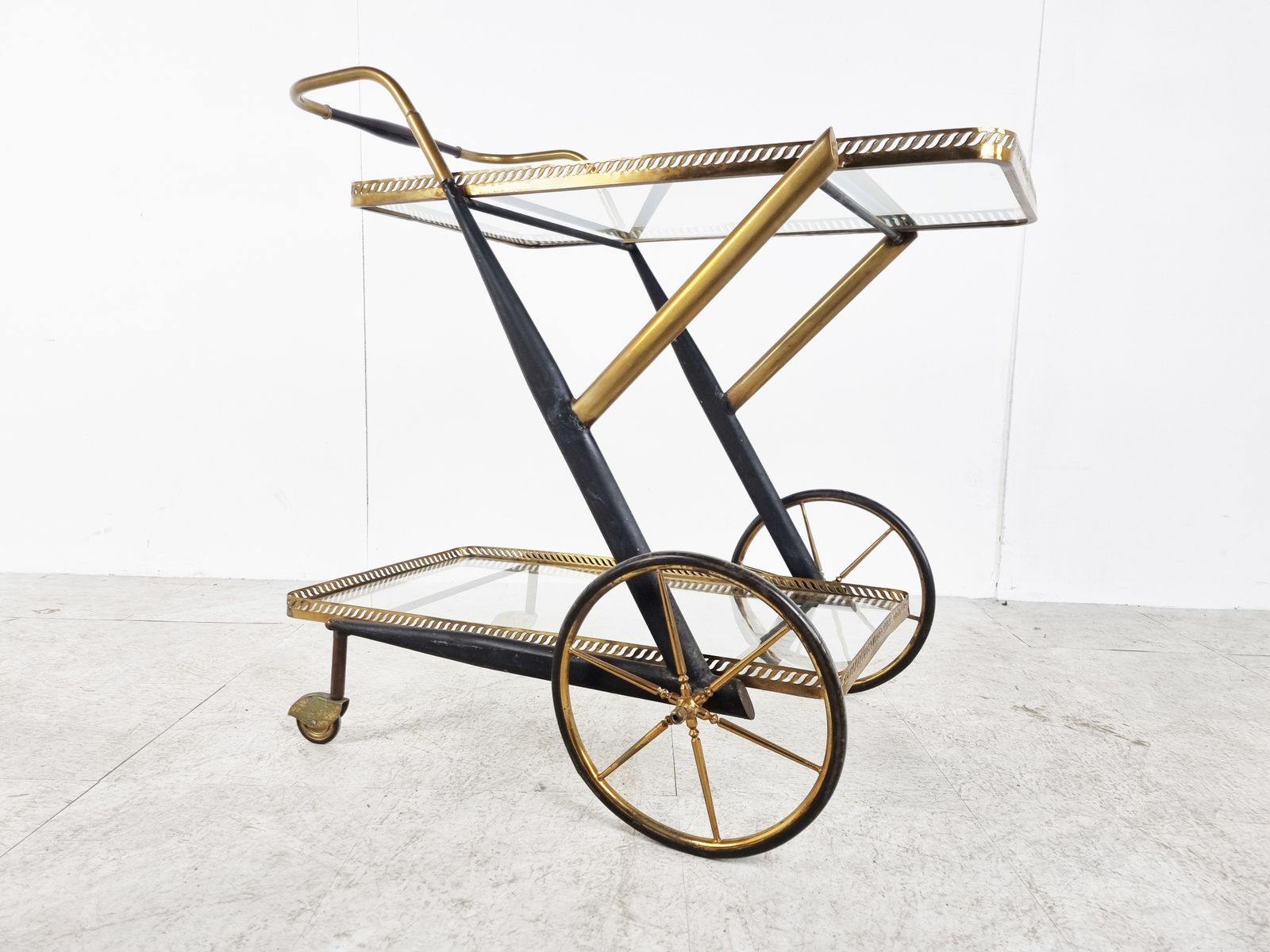 Vintage Italian Serving Trolley Attributed To Cesare Lacca, 1960s