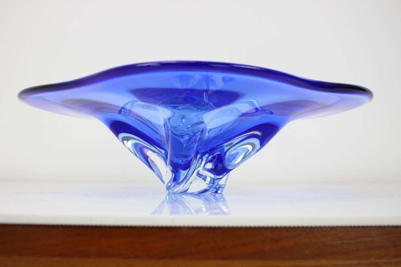 Czech Art Glass Bowl By Josef Hospodka For Chribska Glassworks, 1960's photo for sale
