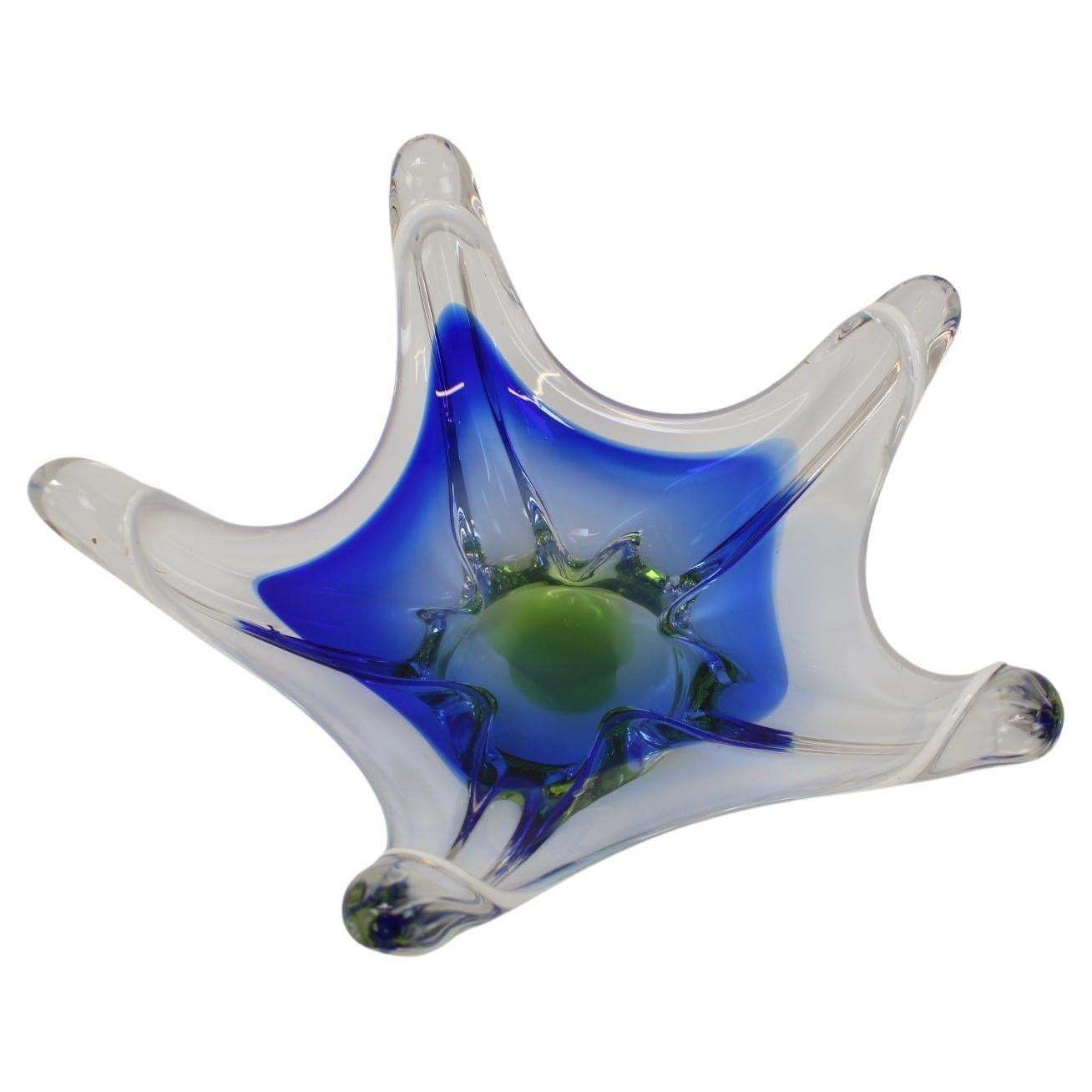 Czech Art Glass Bowl By Josef Hospodka For Chribska Glassworks, 1960's