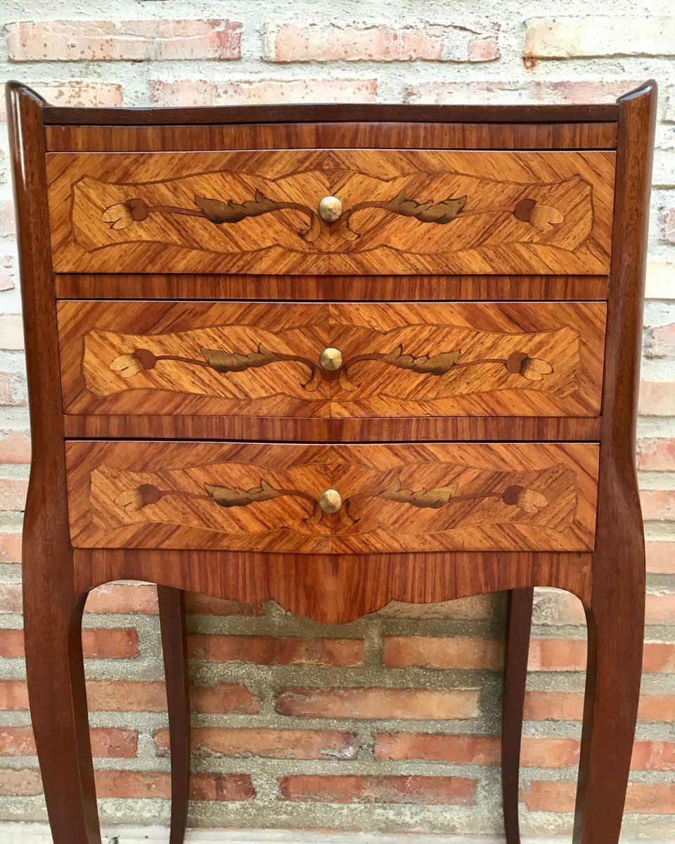 Begin 20e Eeuwse Franse Nachtkastjes Met Marqueterie En Ijzeren Beslag, Set Van 2 photo furniture
