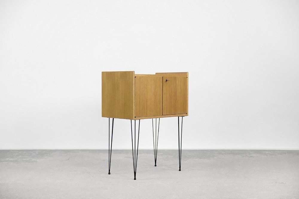 Modern Scandinavian Teak Wood Cabinet With Metal Hairpin Legs, 1960s photo buy