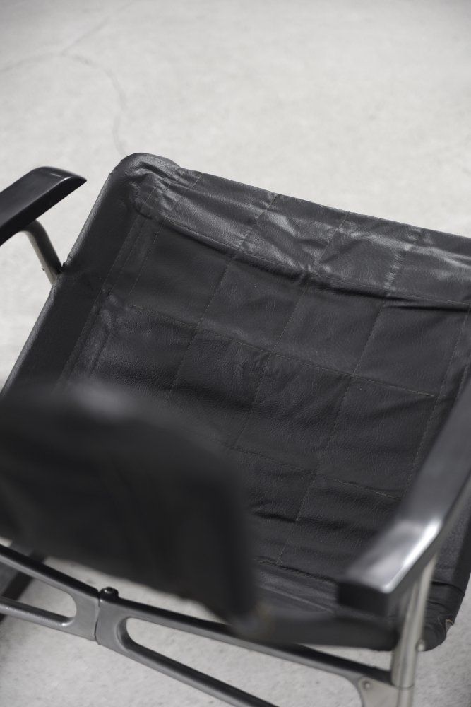 photo for sale Postmodern Black Leather Rocking Chair By Takeshi Nii, 1950s