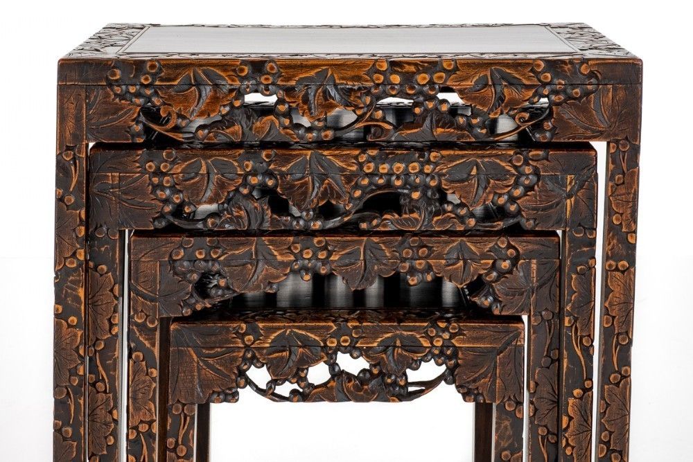 Chinese Nest Tables Hardwood Antique Quartetto photo buy