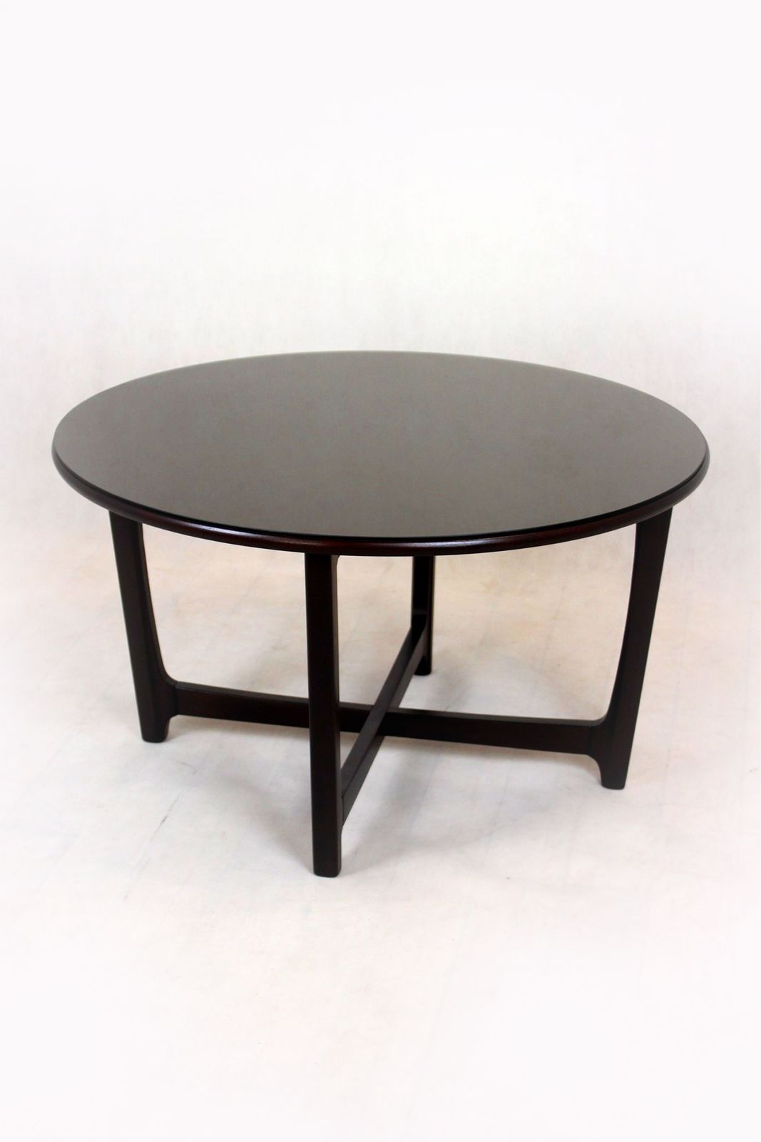 Furniture Restored Wooden Round Coffee Table, Czechoslovakia, 1970s photo