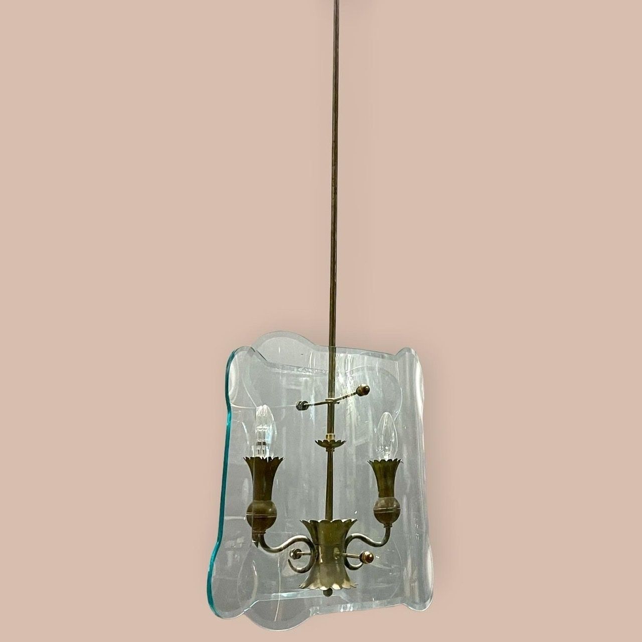 Italian Antique Glass Light Pendant Fontana Arte photo for sale