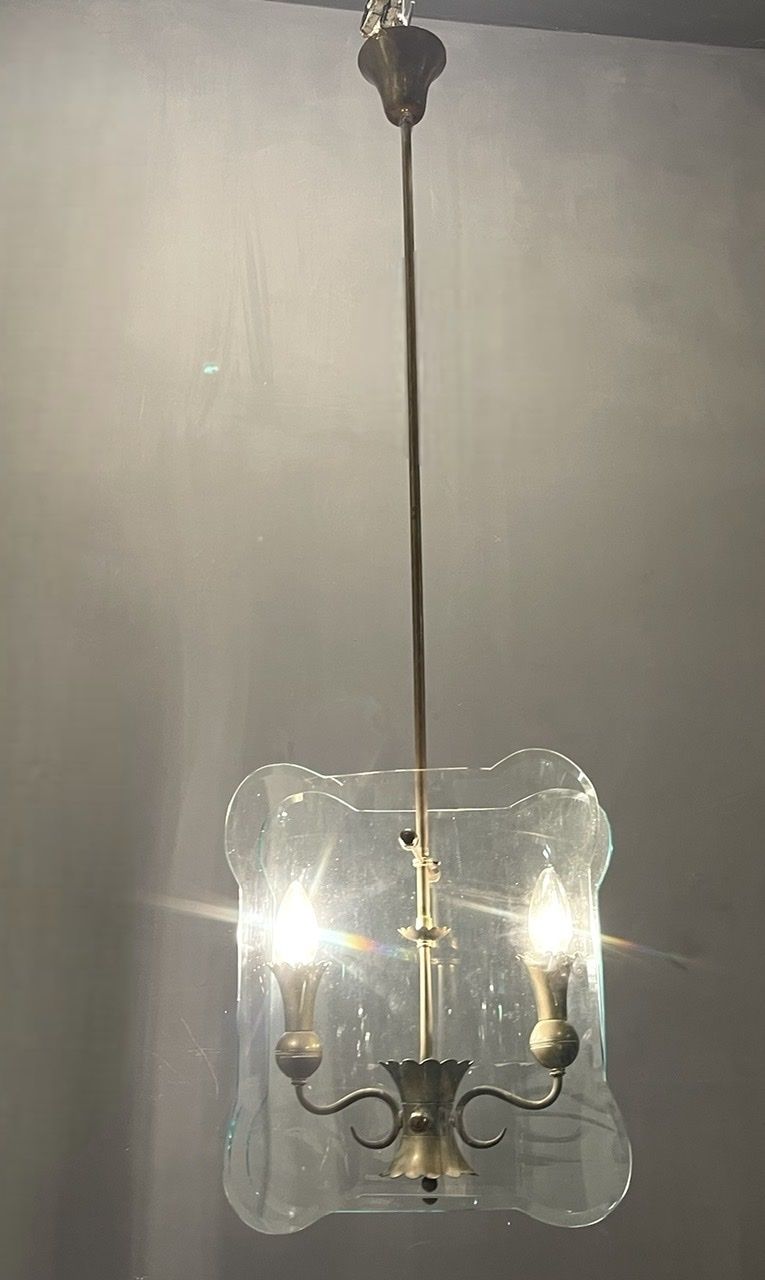 Italian Antique Glass Light Pendant Fontana Arte photo 950.0