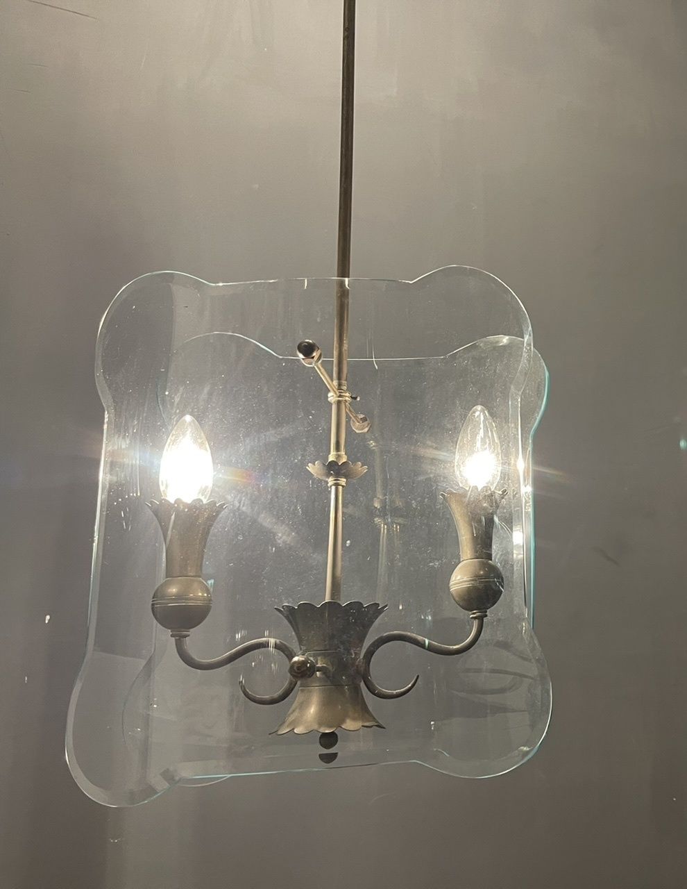Italian Antique Glass Light Pendant Fontana Arte photo vinterior