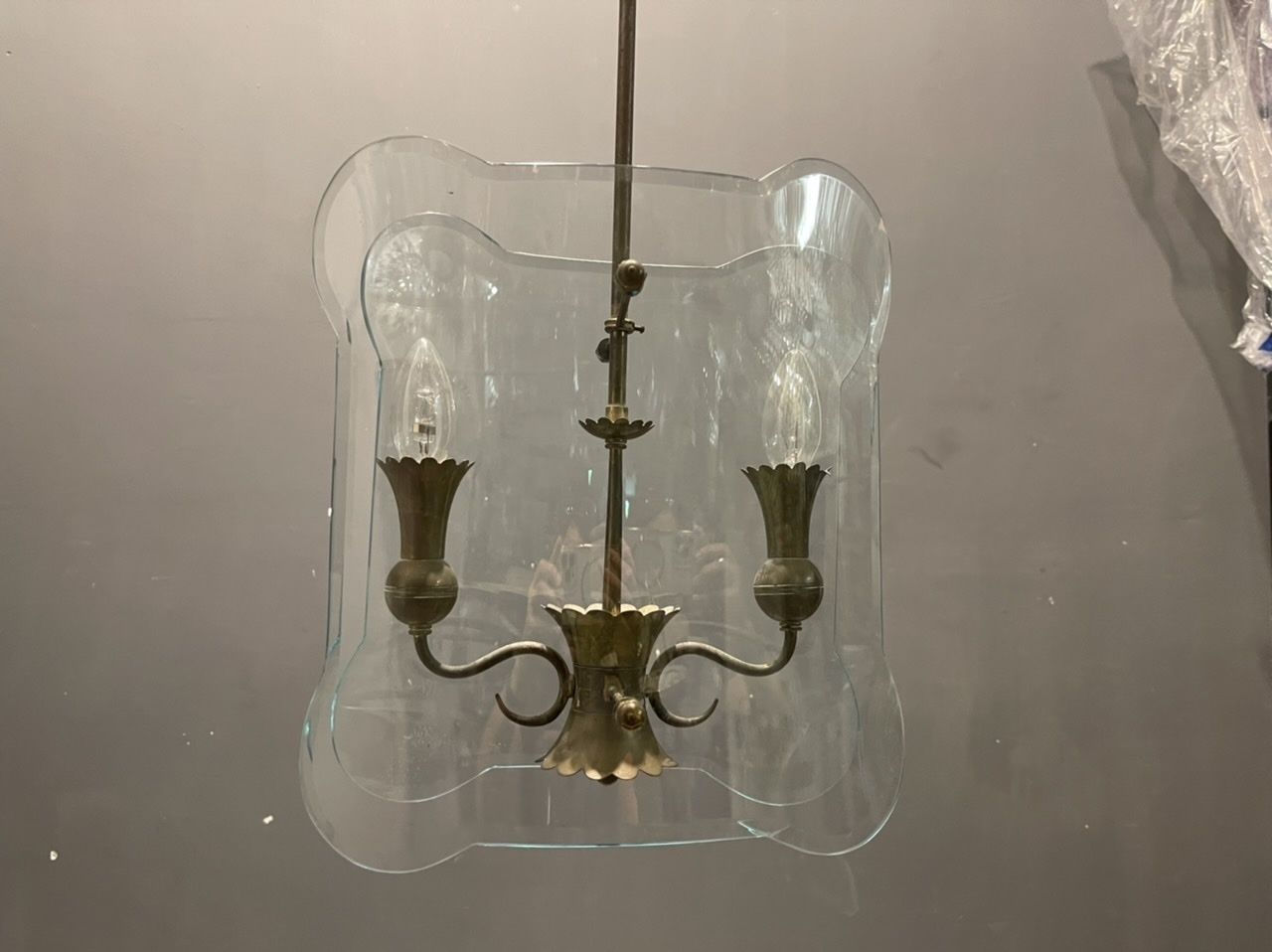 Italian Antique Glass Light Pendant Fontana Arte photo vintage