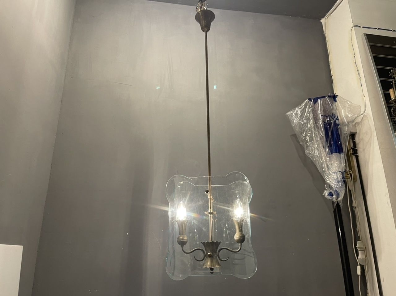 photo for sale Italian Antique Glass Light Pendant Fontana Arte