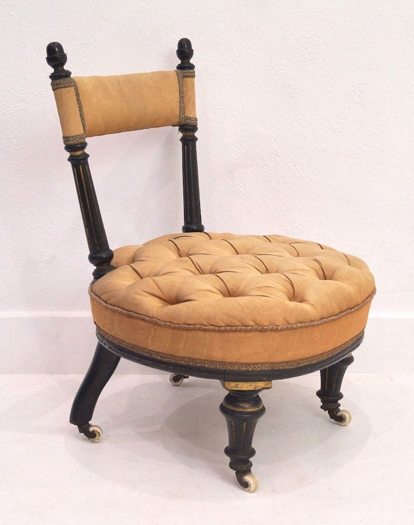 A Rare Pair Of Antique French Ebonised Childs Chairs photo Furniture