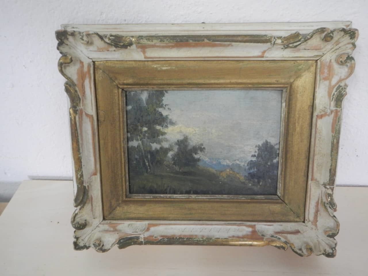 Italy Mountains Oil Painting 1941 photo vintage