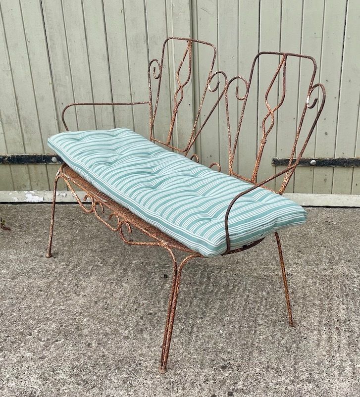 A Rare Pair Of Antique French Metal Outdoor Benches photo 995.0