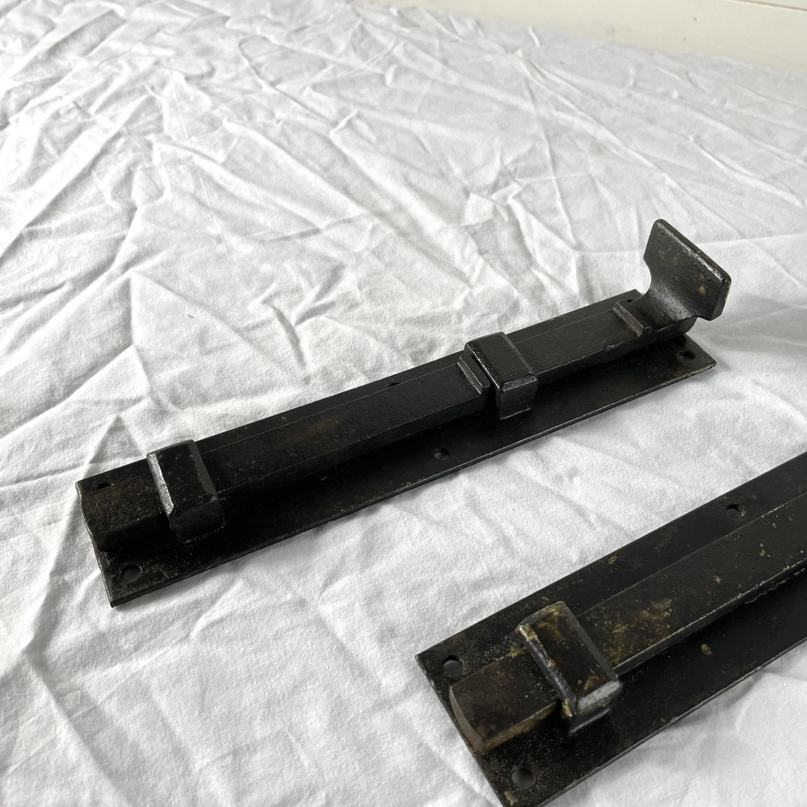 Set Of 3 Large Reclaimed Iron Tower Bolts photo 95.0