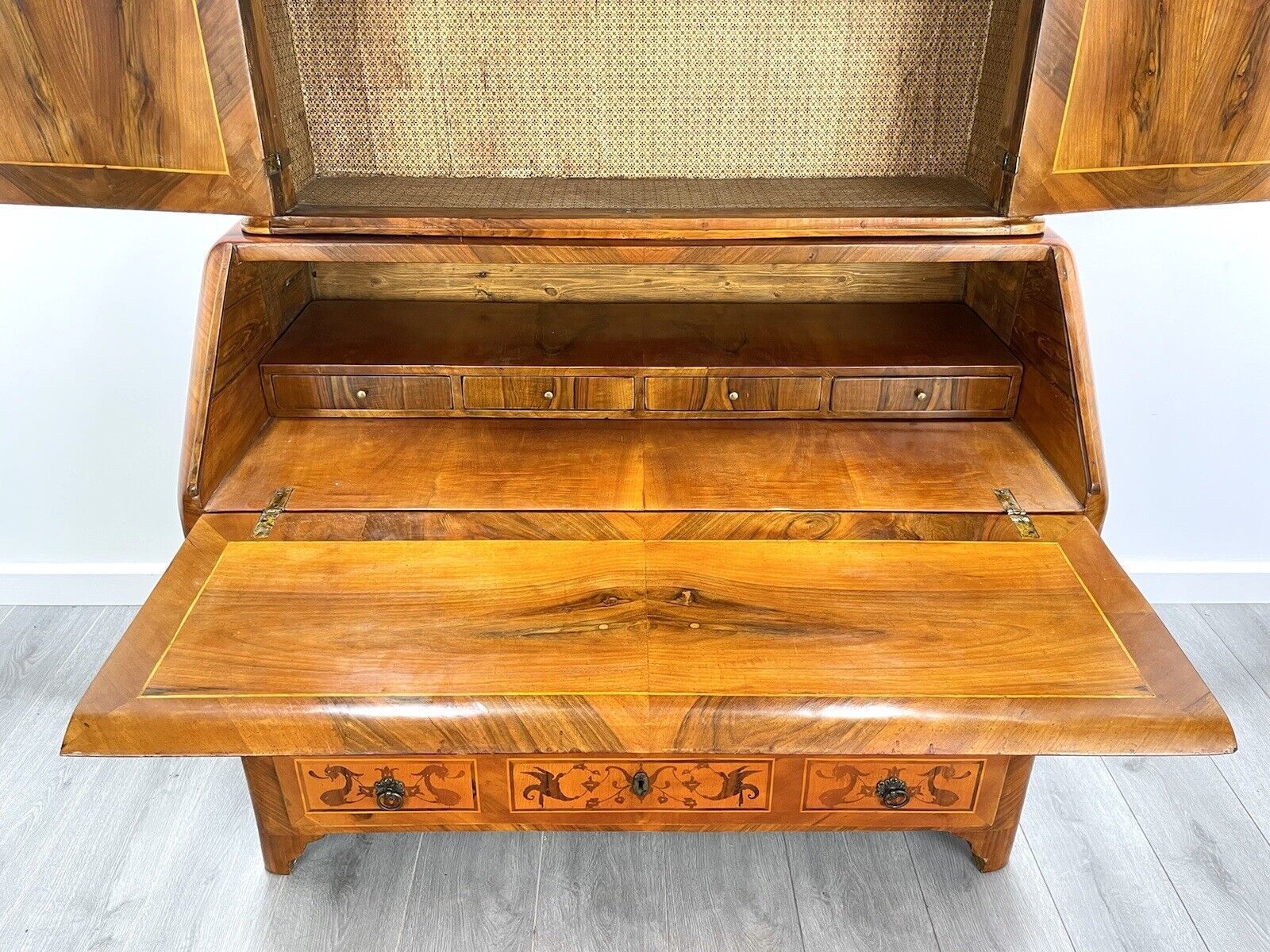 18th Century, Dutch Inlaid / Marquetry, Walnut Bookcase Bureau photo for sale