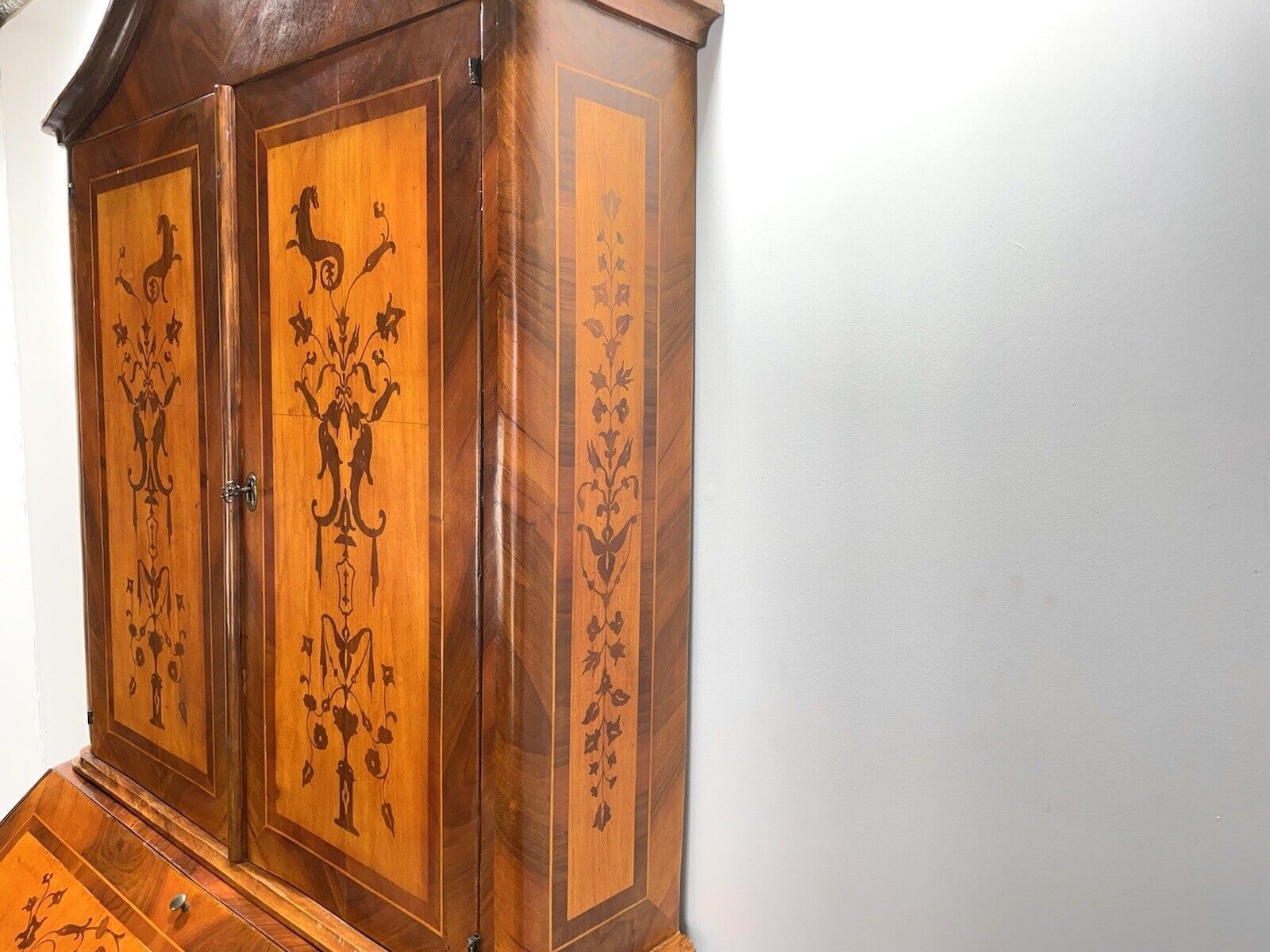 18th Century, Dutch Inlaid / Marquetry, Walnut Bookcase Bureau photo vinterior