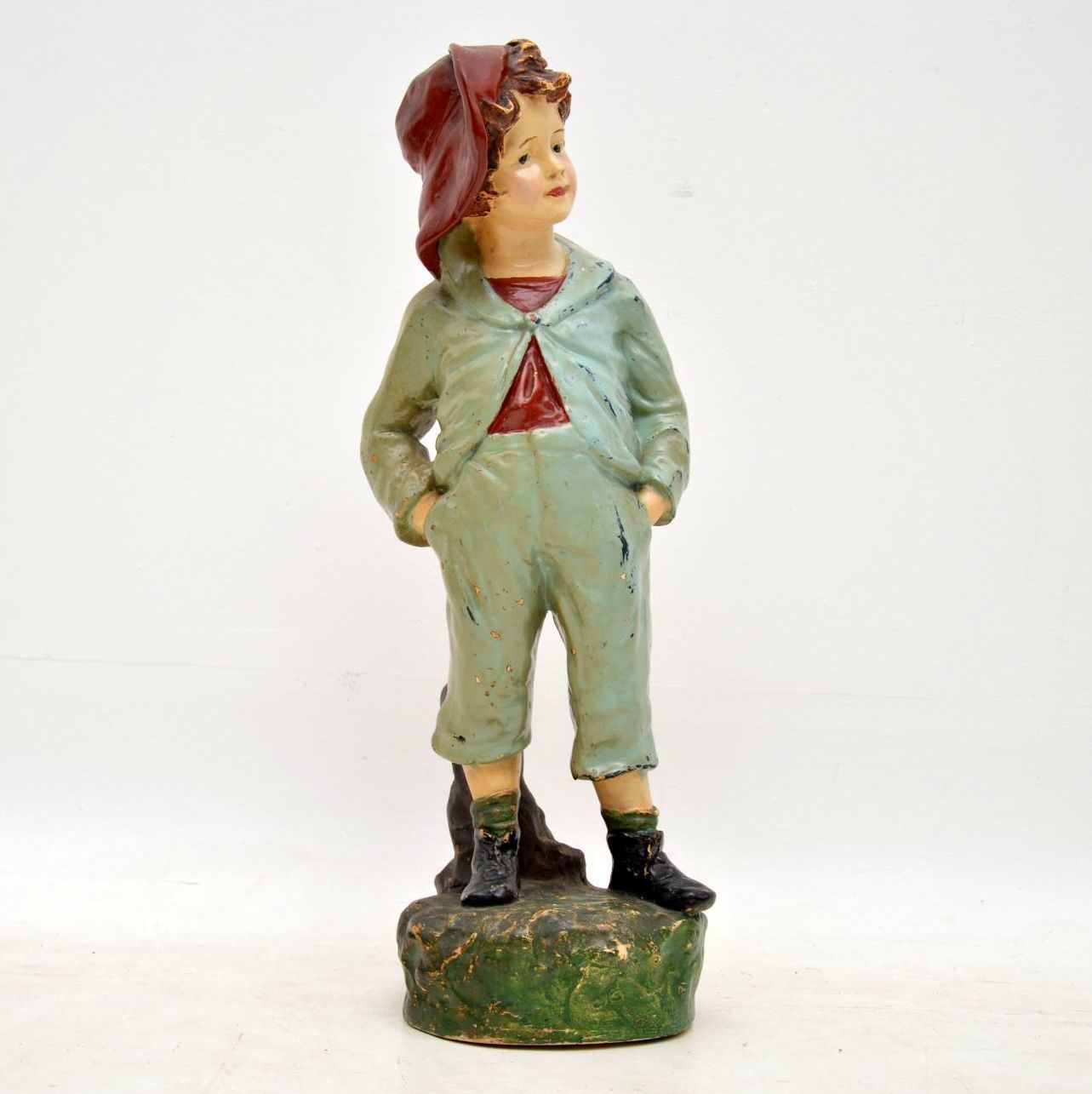 photo furniture Antique Decorative Chalk Ware Figure Of A Boy
