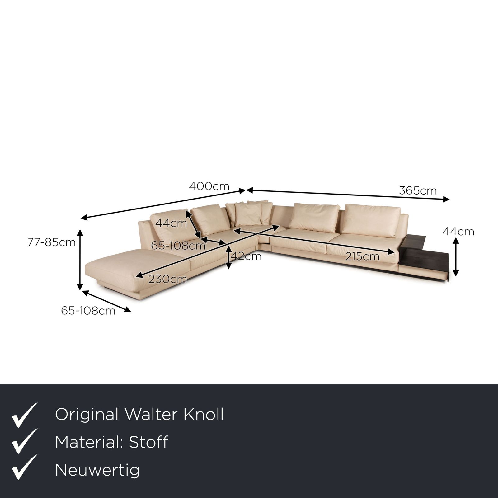 Canapé d'angle Walter Knoll Grand Suite en tissu, coloris crème photo furniture