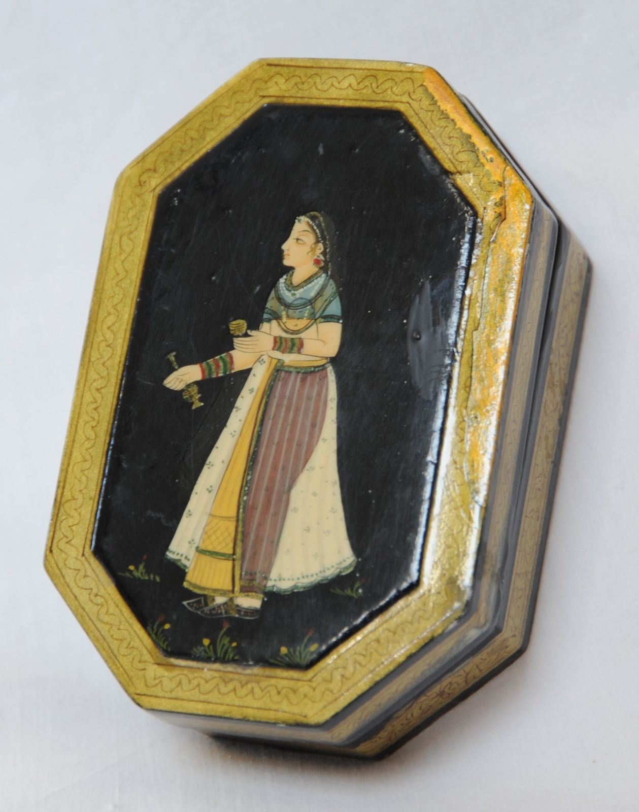 Vintage Kashmiri Paper Mache Painted Box
