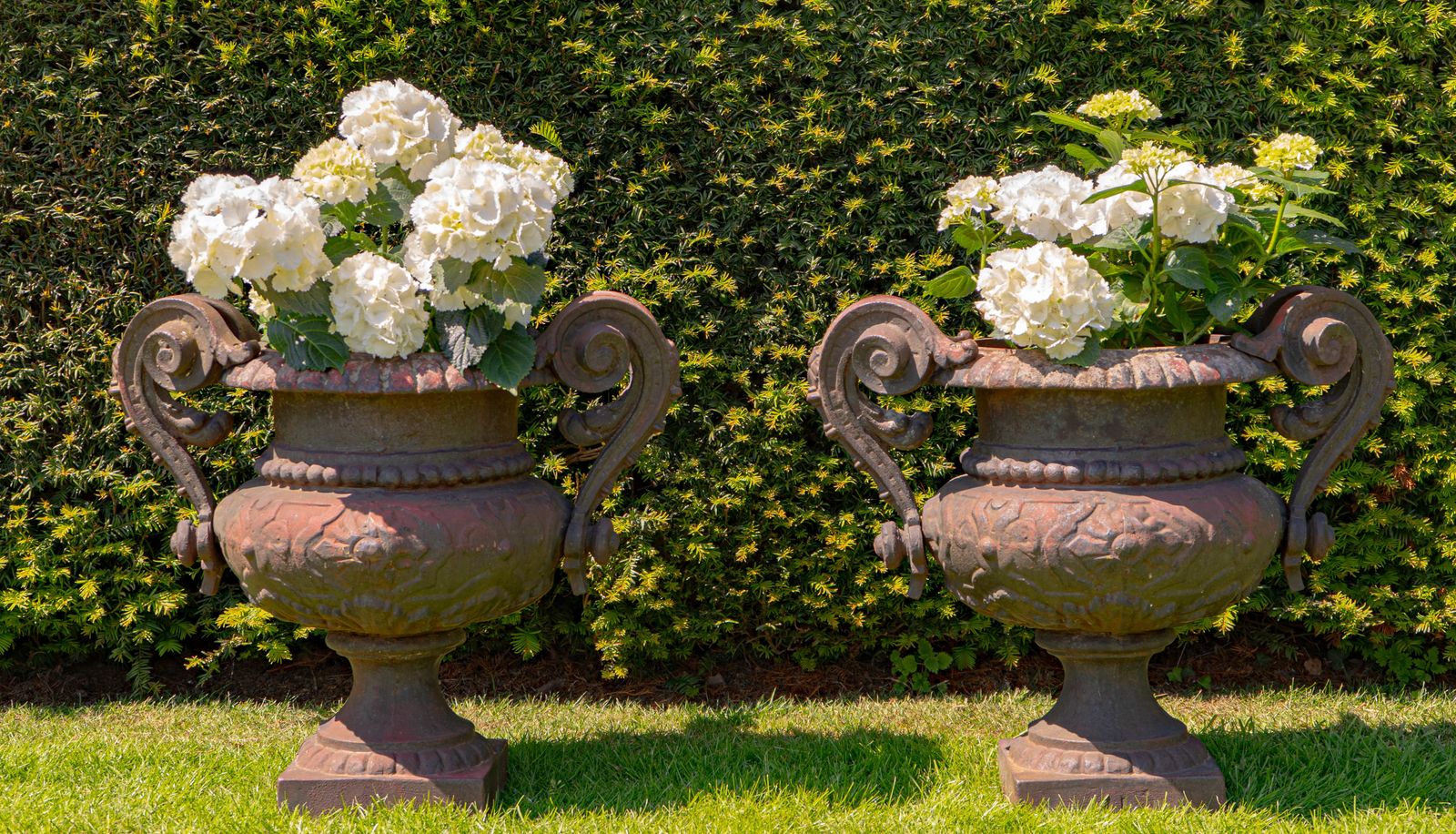 A Pair Of Antique Cast Iron French Garden Urns photo furniture