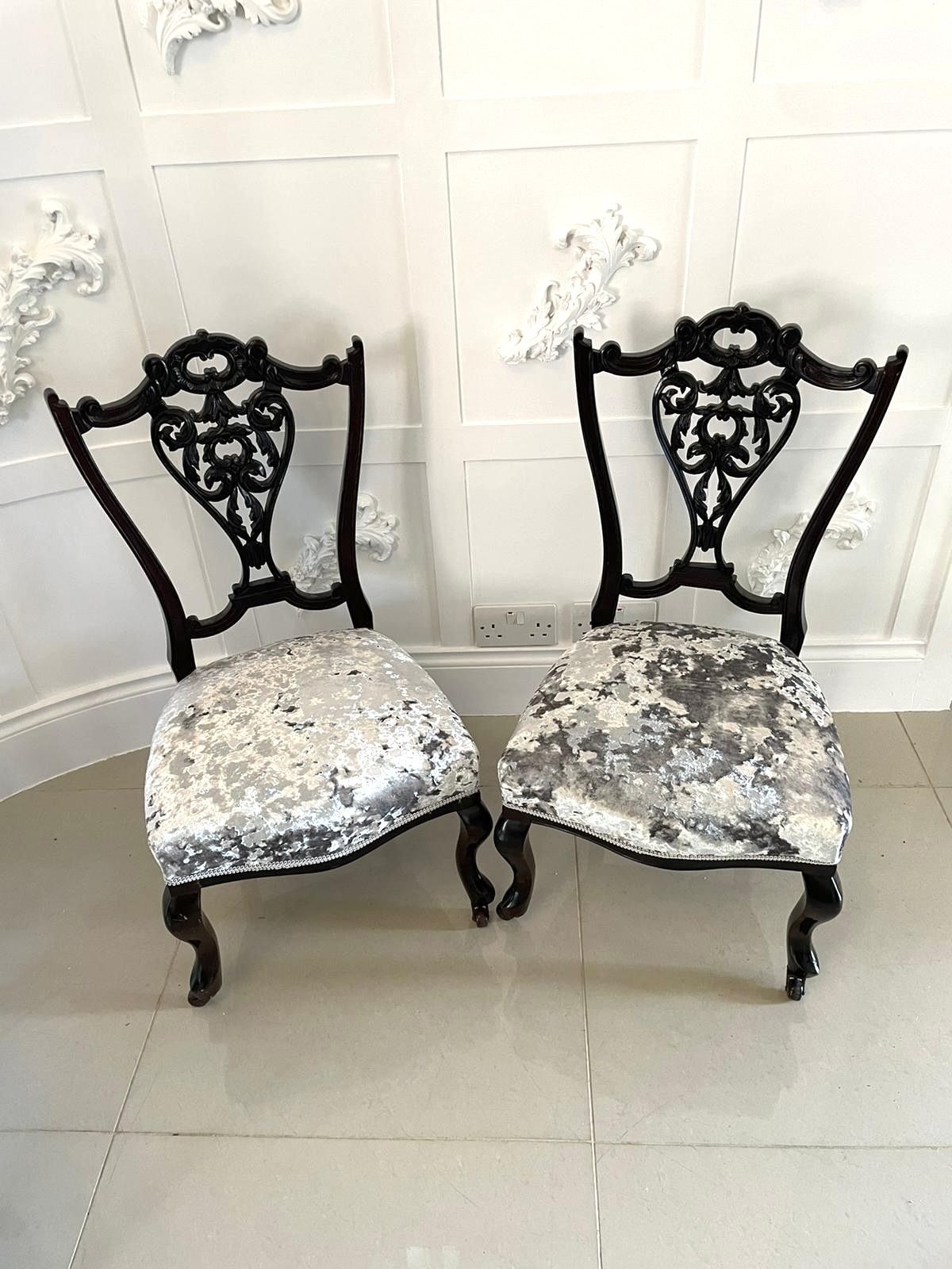 Antique Pair Of Quality Ebonised Side Chairs