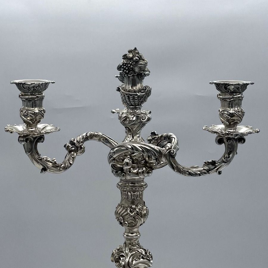 39500.0 Early 19th Century Antique George IV Silver Pair Cast Candelabra London 1825 Joseph Craddock & Robert Garrard photo