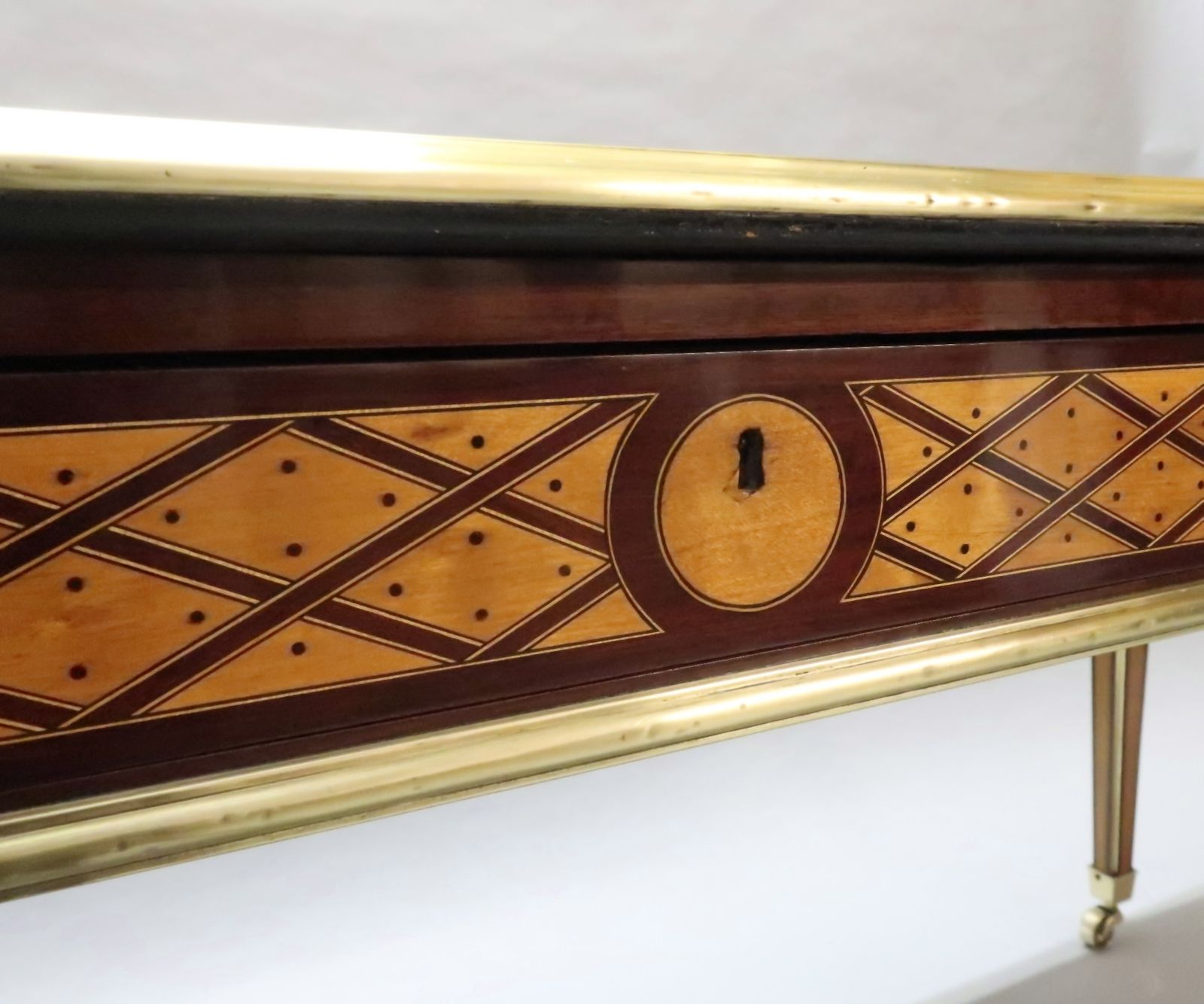 Victorian Satinwood Parquetry Writing Table Attributed To Donald Ross photo vintage