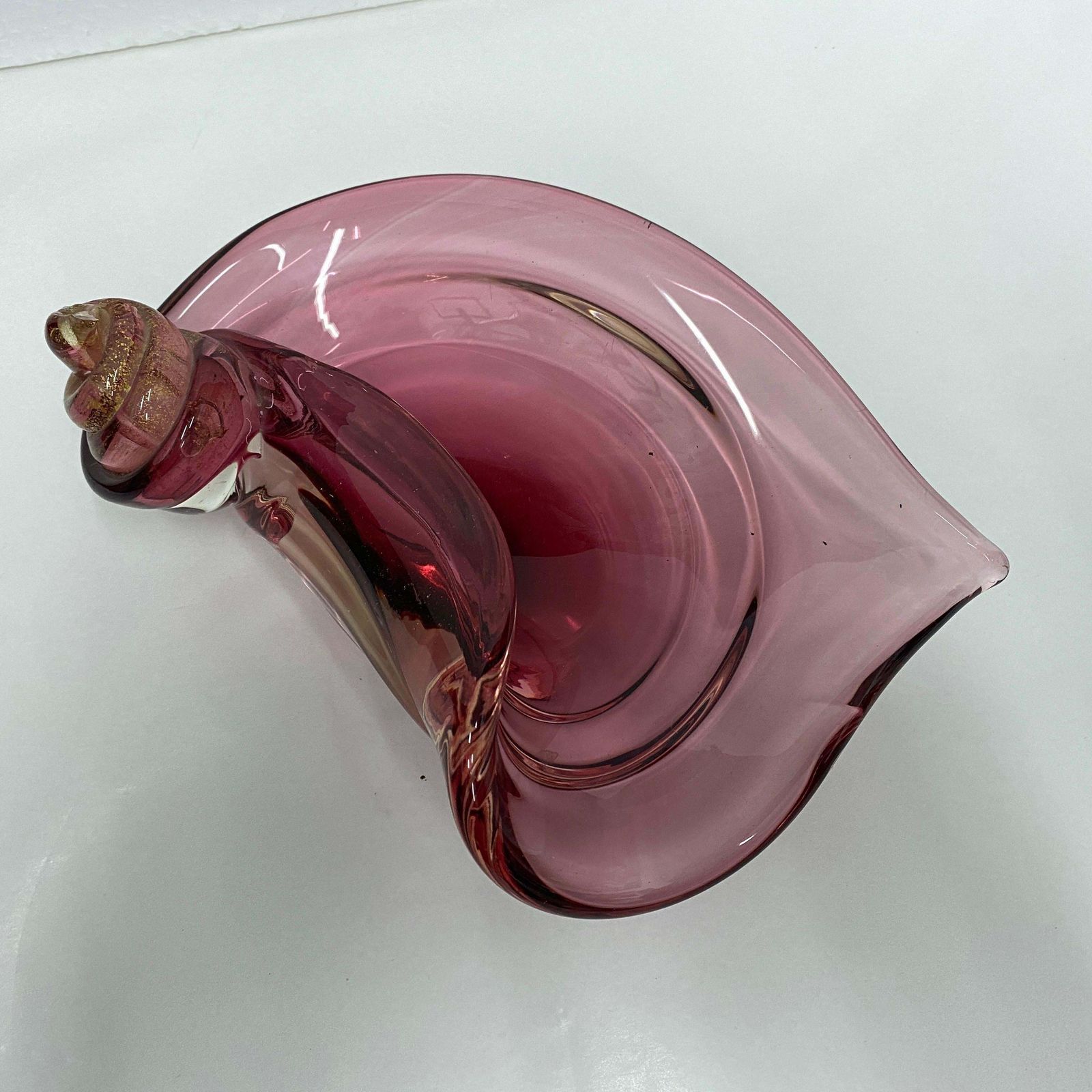 1970s Mid Century Modern Purple And Gold Murano Glass Italian Ashtray photo for sale