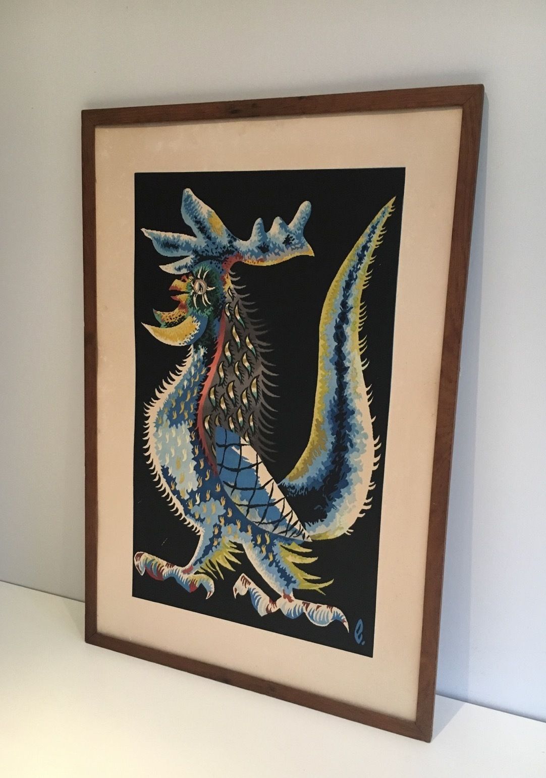 Print Representing A Rooster. French Work Signed Jean Lurçat. Around 1970 photo 580.0