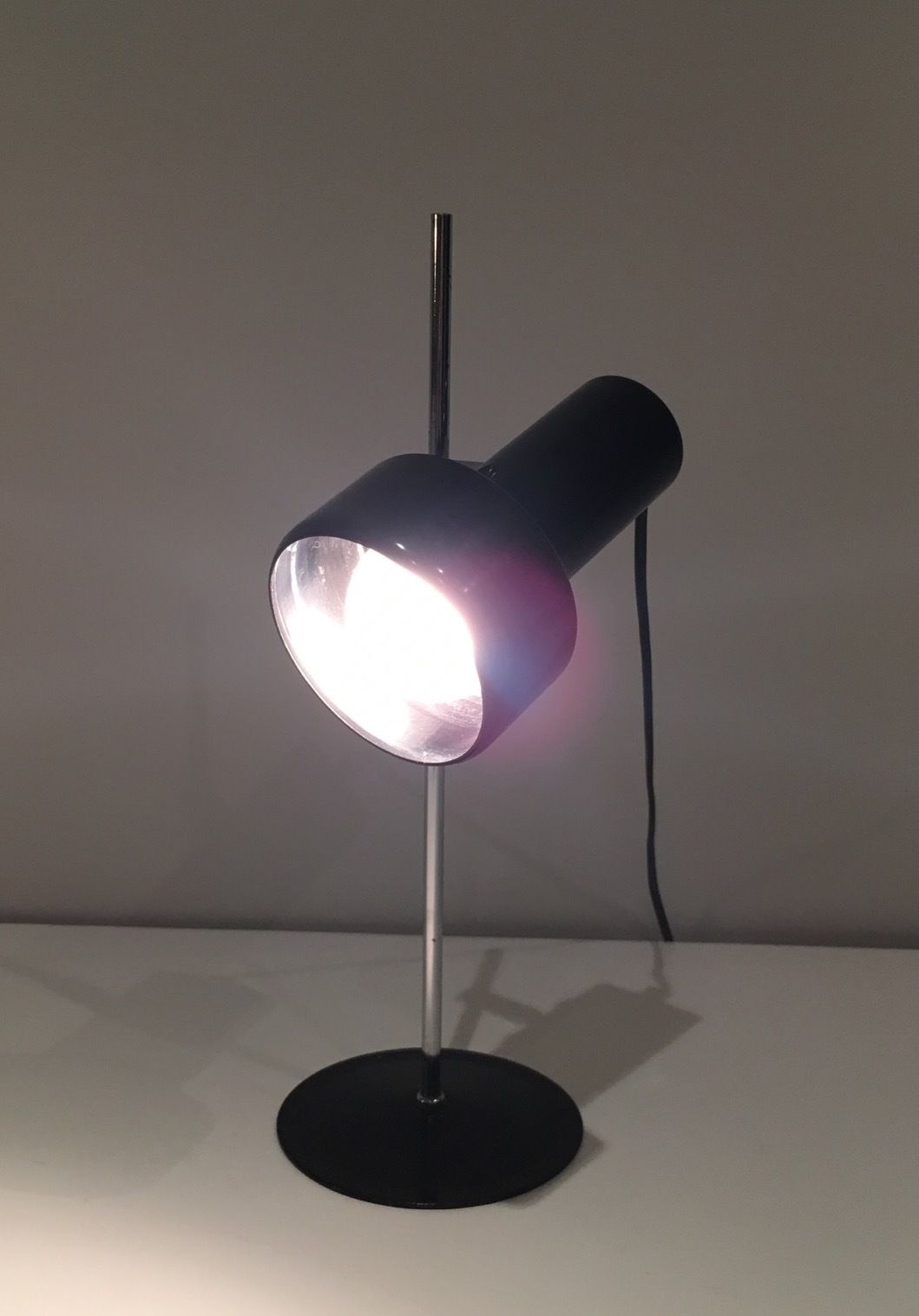 Adjustable Lamp In Black And Chrome Lacquered Metal. French Work. Around 1970 photo Lighting