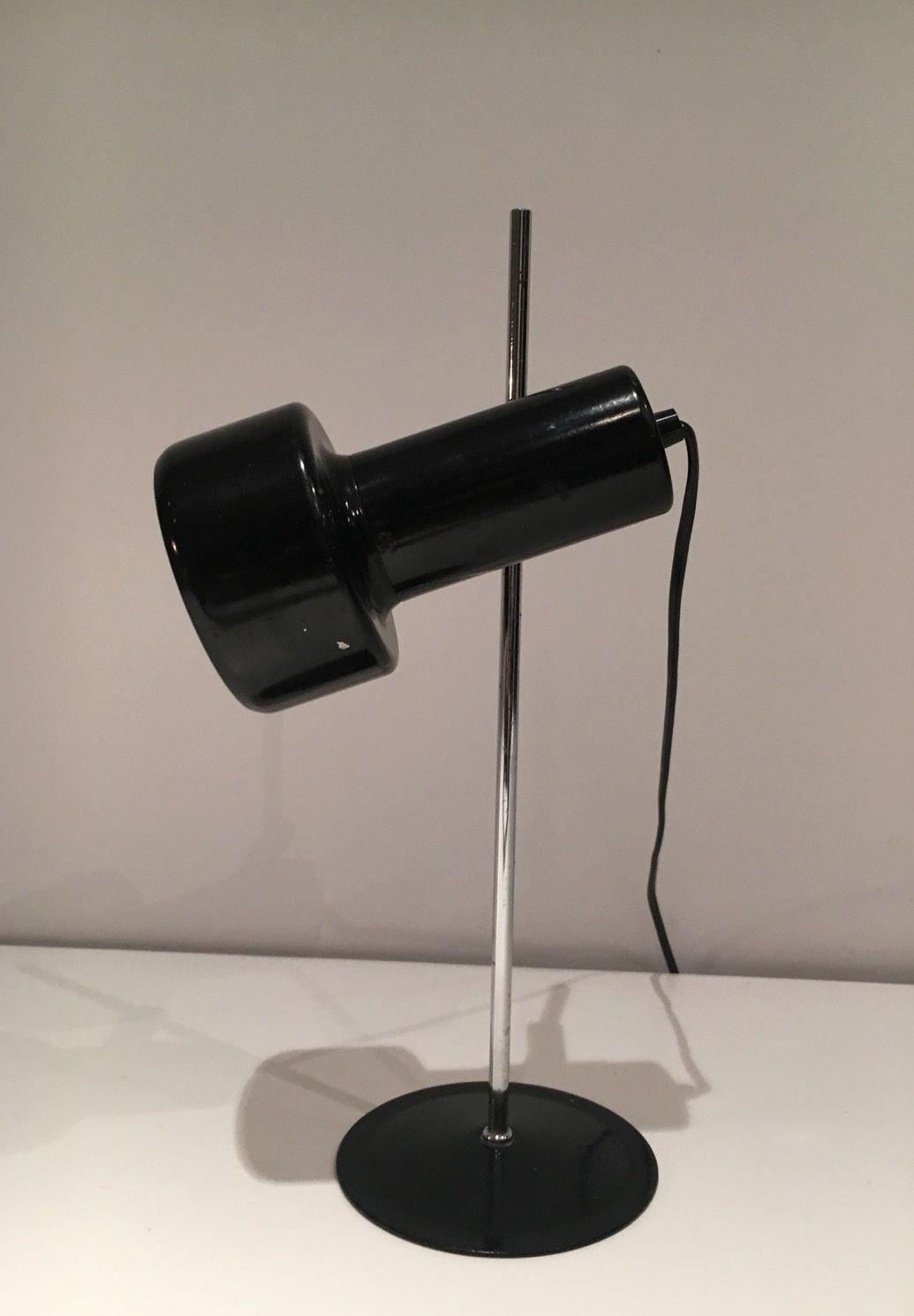 Adjustable Lamp In Black And Chrome Lacquered Metal. French Work. Around 1970 photo vintage
