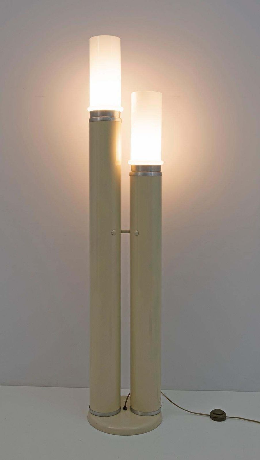 Space Age Opaline Glass And Lacquered Metal Cylinders Floor Lamp, 1970s photo furniture
