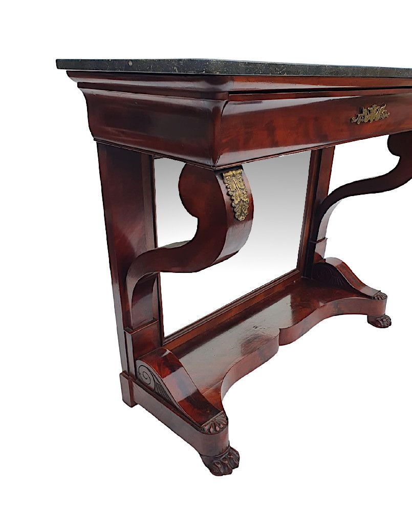A Very Fine 19th Century Flame Mahogany Marble Top Console Table photo 4600.046