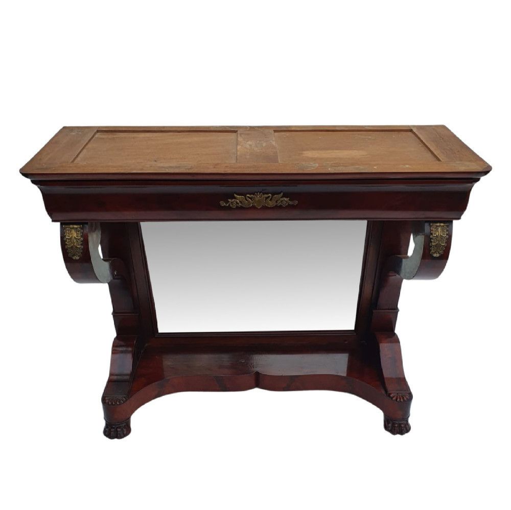 A Very Fine 19th Century Flame Mahogany Marble Top Console Table photo buy