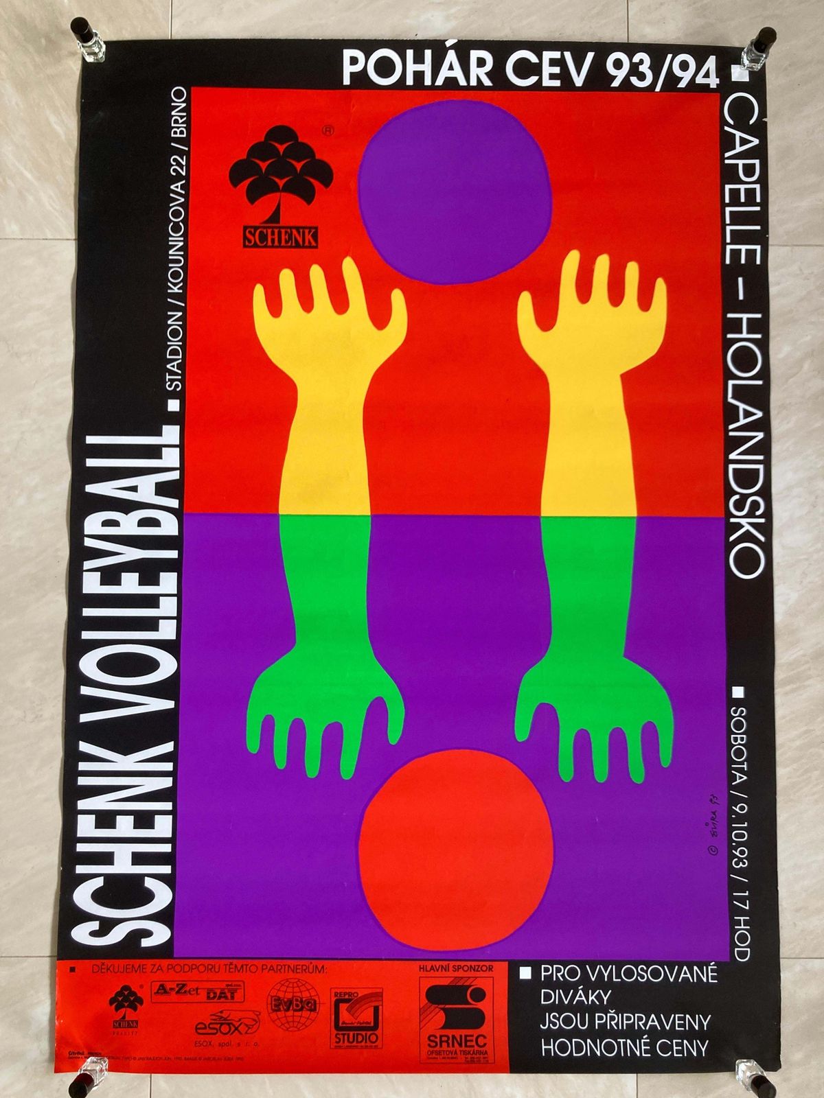 Original Sport Design Volleyball Poster   1993 / Czechoslovakia photo vinterior