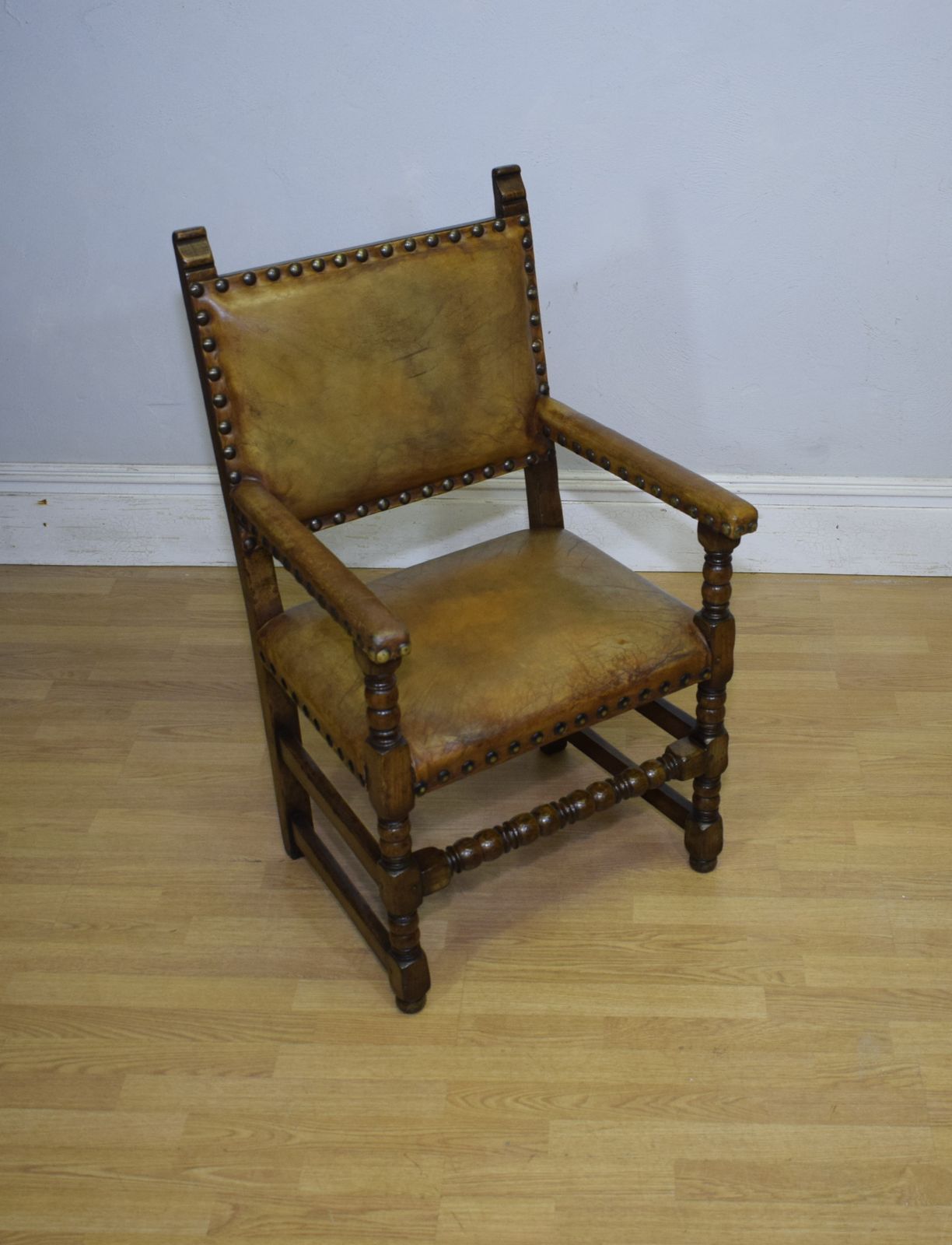 Early 20th Century Carved Oak Armchair photo buy