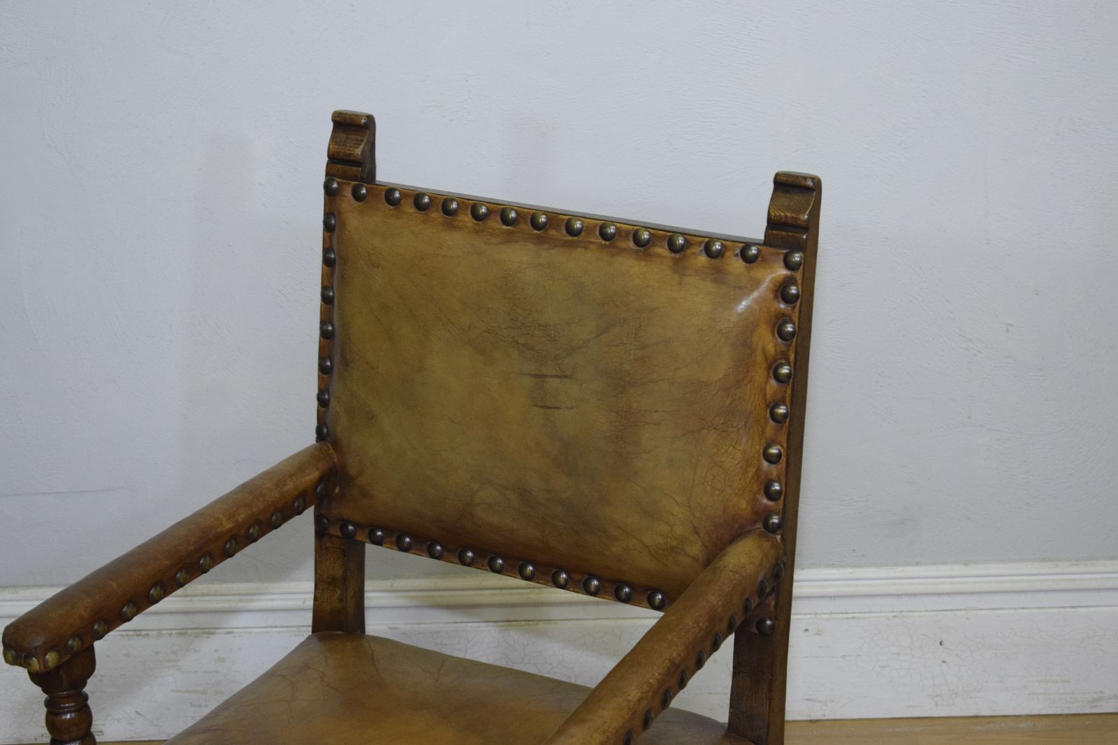Furniture Early 20th Century Carved Oak Armchair photo