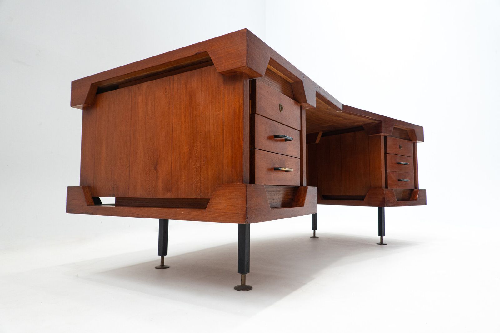 Italian Mid Century Boomerang Desk In Teak photo furniture