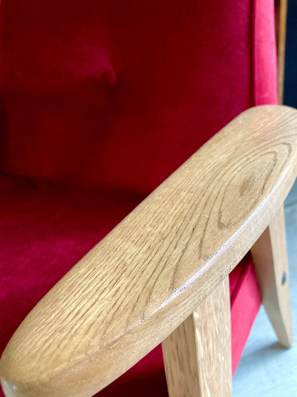 Original Polish Mid Century 366 Oak Frame Chair Designed In 1962 By J. Chierowski. Personalization photo for sale