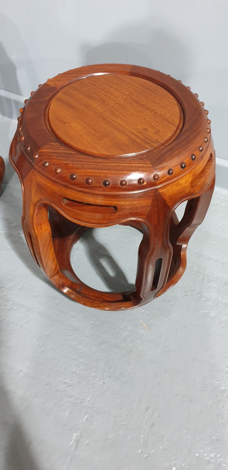 Pair Oriental Teak Seats photo Furniture