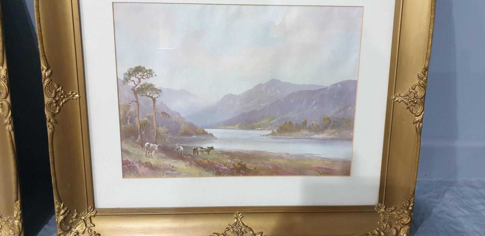 Pair Victorian Signed Prints photo Art