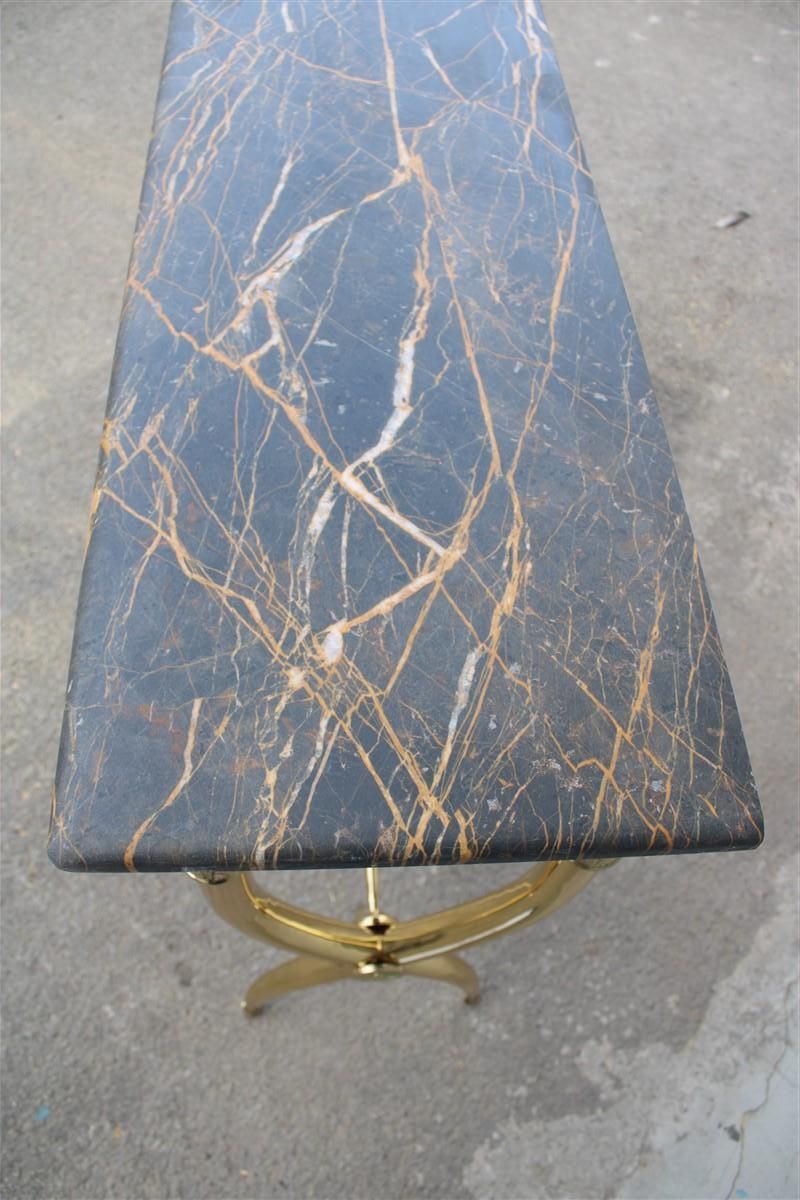 Mid Century Italian Console Wood Marble Portoro Solid Brass Paolo Buffa Design photo for sale