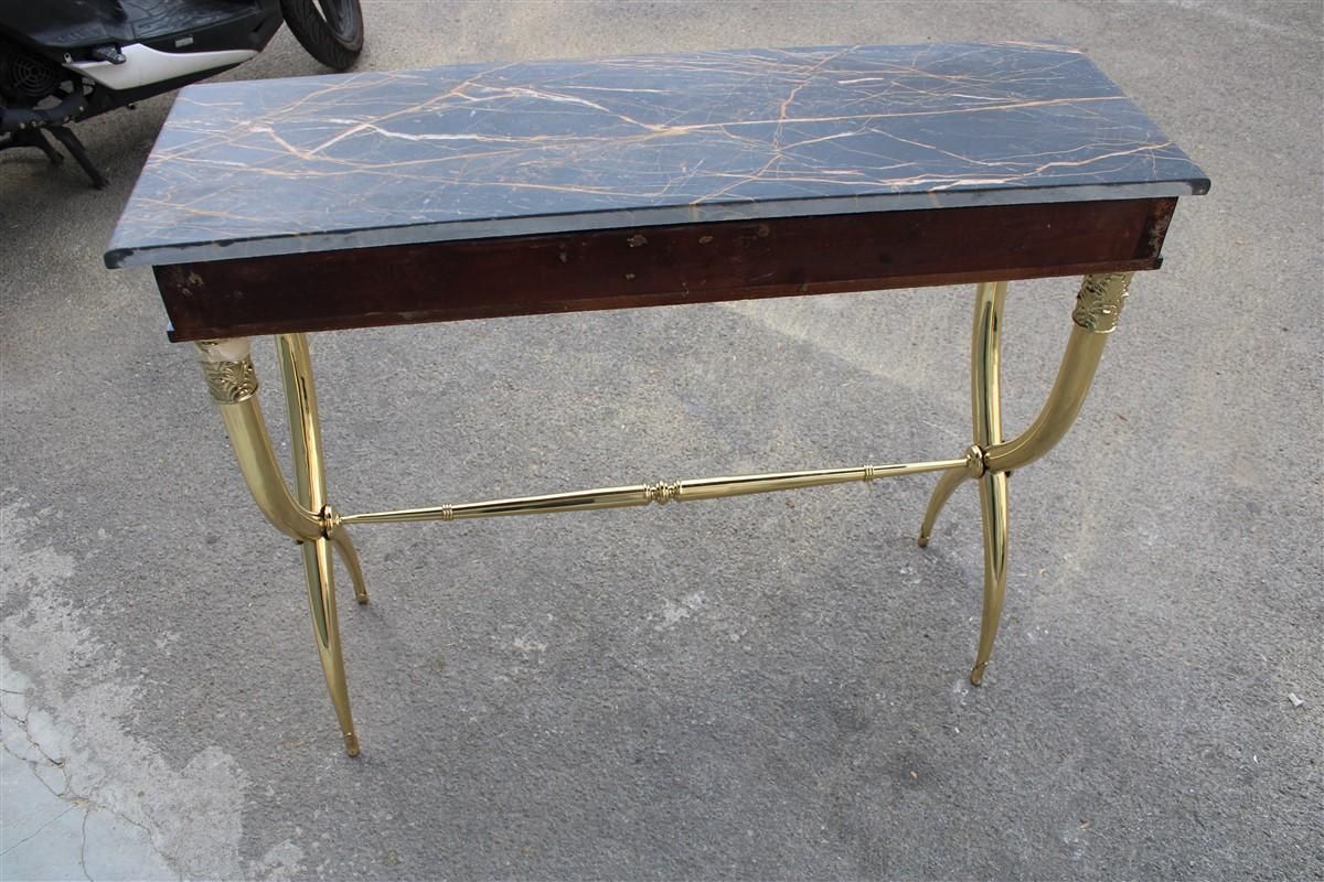Mid Century Italian Console Wood Marble Portoro Solid Brass Paolo Buffa Design photo Furniture