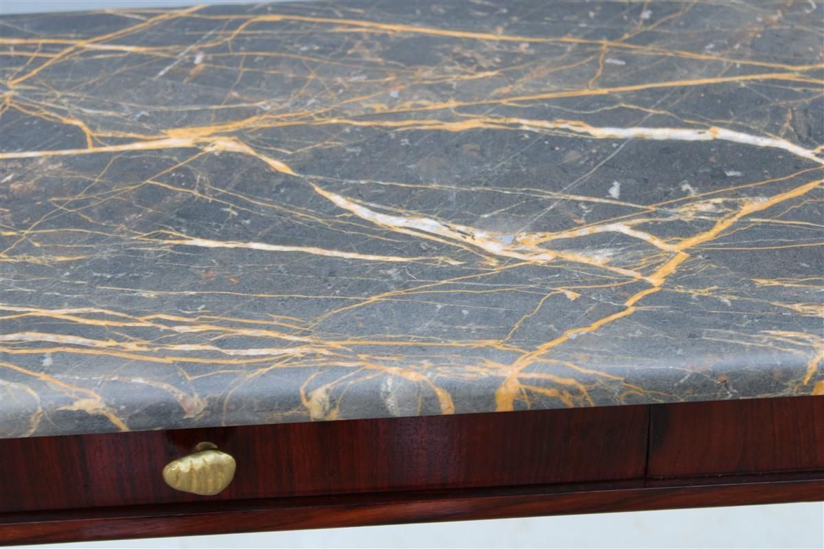 Mid Century Italian Console Wood Marble Portoro Solid Brass Paolo Buffa Design photo buy