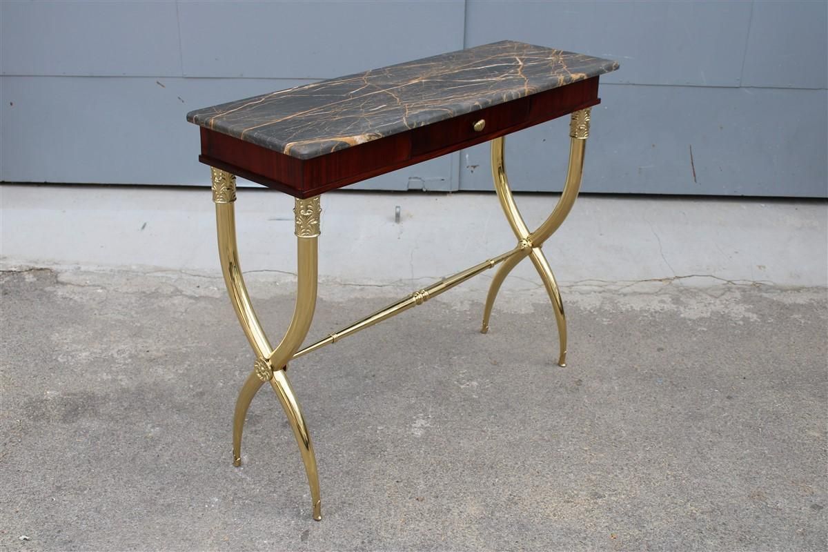 photo buy Mid Century Italian Console Wood Marble Portoro Solid Brass Paolo Buffa Design