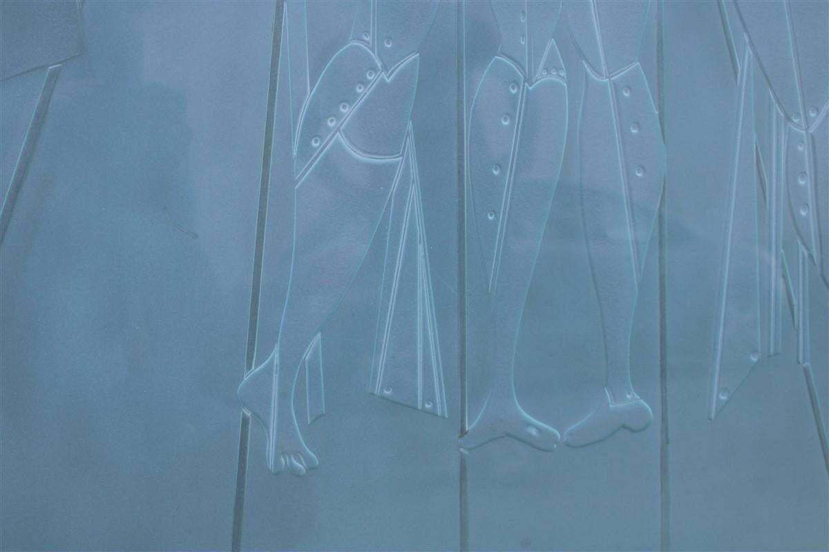 Giorgio De Chirico Large Thick Glass Slab Engraved With Ettore And Andromaca photo for sale